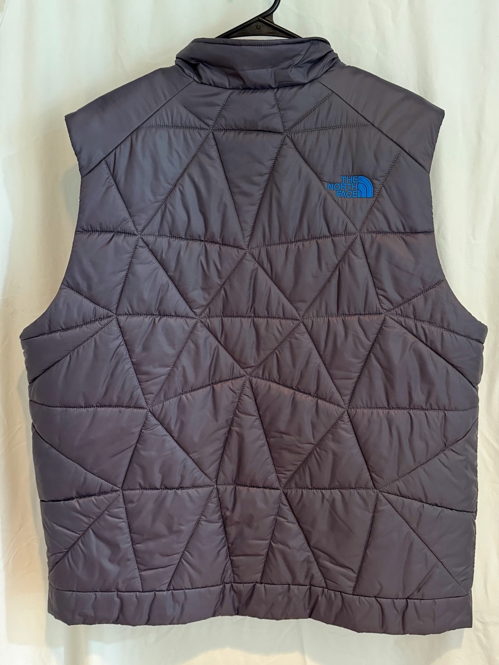 The North Face Men's Dark Gray Puffer Vest with Blue Accents - Picture 3 of 5
